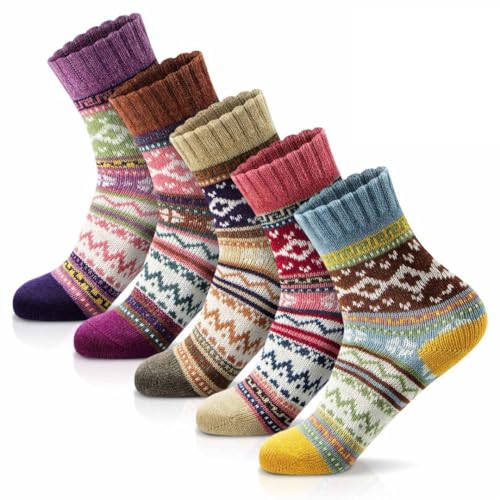 MORECOO Women Socks Winter - Christmas Gifts & Stocking Stuffers for Women - Thick Wool Soft Warm Cozy Crew Socks for Women