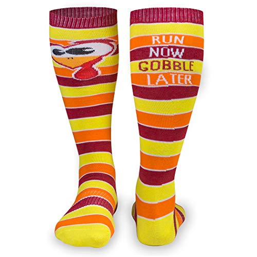 Gone For a Run Run Now Gobble Later Knee High Athletic Running Socks | Fun Turkey Trot Running Socks