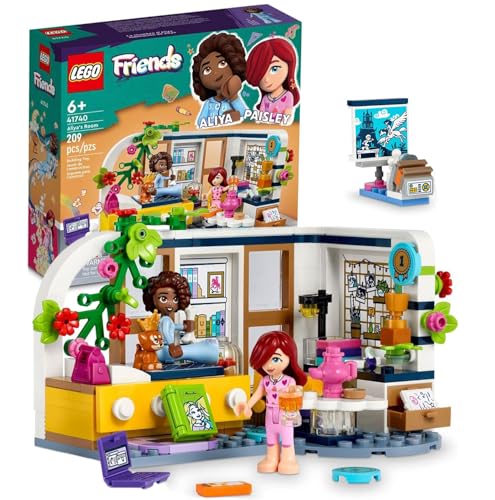 LEGO Friends Aliya's Room Building Set 41740 Collectible Toy Set, Pretend Play Mini Sleepover Party Bedroom Playset, Great Gift for Girls Boys Kids Ages 6+ with Paisley and Aliya Mini-Dolls and Puppy