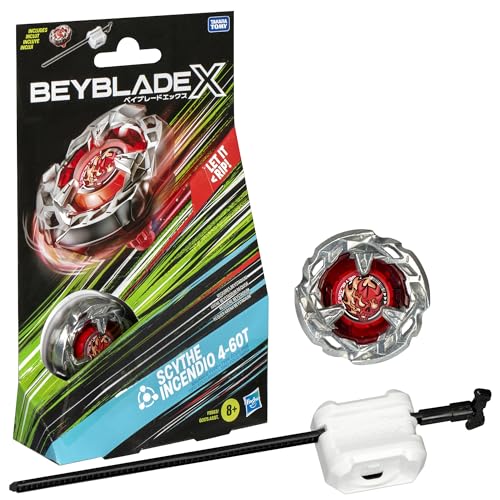 Beyblade X Scythe Incendio 4-60T Starter Pack Set with Balance Type Right-Spinning Top and Launcher; Battling Top Toys for 8 Year Old Boys and Girls