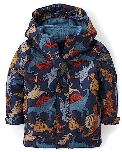 The Children's Place Baby Boys' and Toddler Heavy 3 in 1 Winter Jacket, Wind Water-Resistant Shell, Fleece Inner, Navy Dino