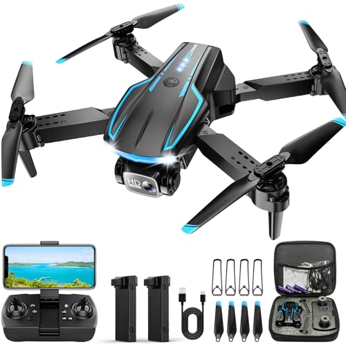 Mini Drone with Camera, 1080P FPV Foldable Drone with Stable Altitude Hold, Gravity Control, Auto-Follow, Trajectory Flight, 90° Adjustable Lens, One Key Take Off, 2 Batteries, Drones for Adults Kids