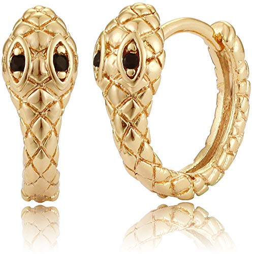 MEVECCO Dainty Gold Snake Huggie Hoop Earrings for Women 18K Gold Plated Green Eyes Snake Earrings Snake Hoop Earrings Minimalist Snake Earrings Jewelry