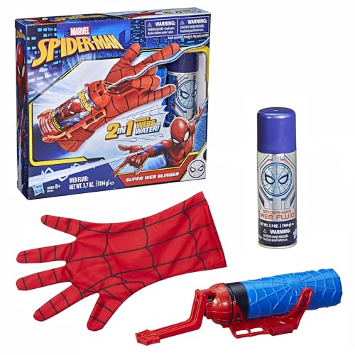 Marvel Spider-Man Super Web Slinger, 2-In-1 Shoots Webs or Water, Web Shooter, Super Hero Costume Toys, Kids Halloween Gifts Set, Ages 5+