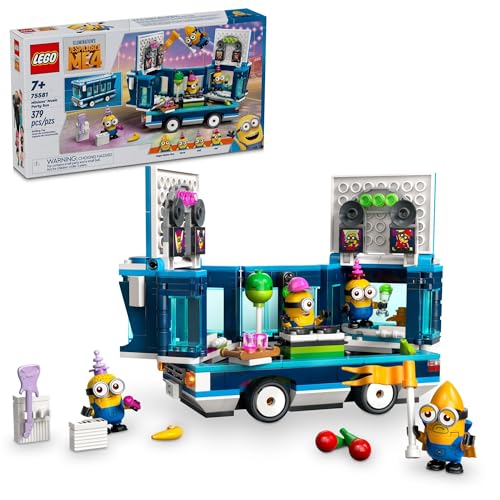 LEGO Despicable Me 4 Minions’ Music Party Bus, Creative Building Toy for Kids, Fun Despicable Me Toy Playset, Gift for Boys and Girls Aged 7 and Up, 75581