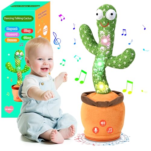 SANJOIN Dancing Talking Cactus Toy for Baby Toddler, Boys Girls Gifts Singing Mimicking Cactus Toy Recording Repeating What You Say Cactus Baby Toy with 120 English Songs