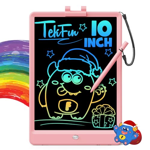 TEKFUN LCD Writing Tablet Doodle Board, 10inch Colorful Drawing Pad for Kids, Mess Free Coloring for Toddlers, Toys Gifts for 3 4 5 6 7 8 Year Old Girls Boys (Pink)