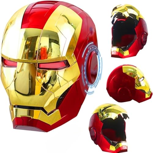 Iron-Man Helmet, 2024 New upgrade Iron-man Mask with Jarvis Voice & Remote&Touch Controlled Open/Close,ideal for birthdays, Christmas, Halloween, Valentine's Day.