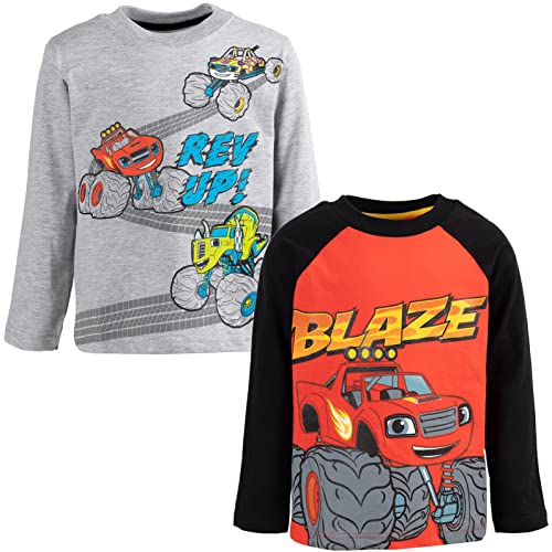 Blaze and The Monster Machines Toddler Boys 2 Pack Long Sleeve T-Shirt Red/Gray 4T