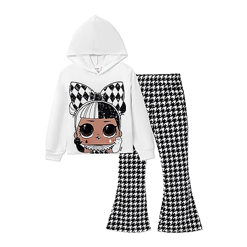 L.O.L. Surprise! Girls Clothes Hoodie and Pant Long Sleeve Stars Print Sweatshirt Leggings Girls Outfits Sets 2Pcs White 5-6 Years