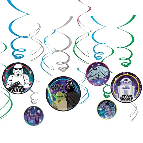 Swirl Hanging Decorations - 5' & 7' (Pack of 12) - Perfect for Themed Parties & Events, Star Wars Galaxy of Adventures