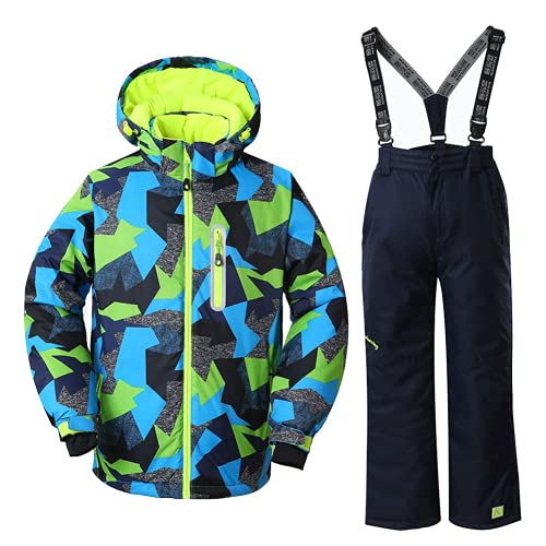 WOWULOVELY Boy's Ski Jacket and Pants Snow Insulated Suit Windproof & Waterproof FY Black 6