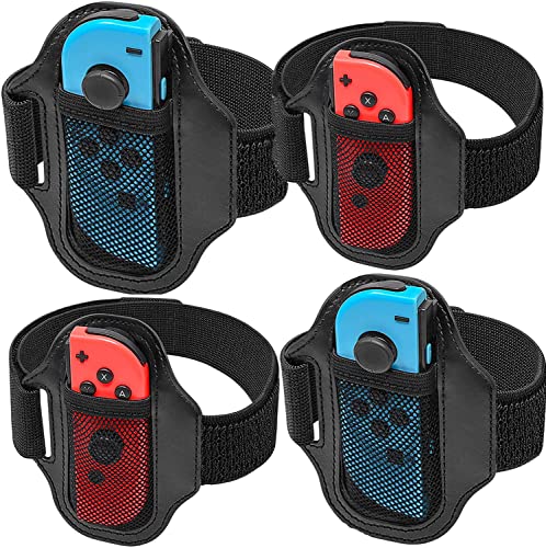 [4 Pack] Switch Leg Strap for Nintendo Switch Sports, TGDPLUE Switch Soccer Leg Straps Compatible with Switch Sports/Ring Fit Adventure, Four Size Adjustbale Elastic Strap for Adults & Children