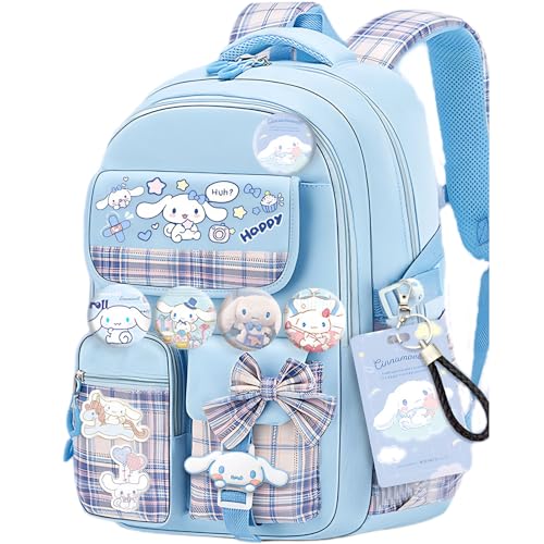 Kawaii Backpack with 21Pcs Accessories Anime Cartoon Anti-Theft Travel Aesthetic New Semester Gifts Bag with Cute Pins…