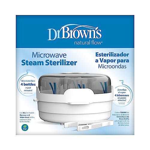 Dr. Brown's Microwave Steam Sterilizer for Baby Bottles, Nipples, Bottle Parts, Pacifiers, Teethers and Breast Pump Parts