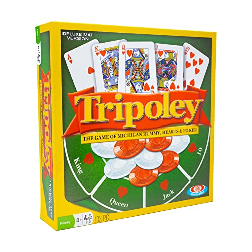 Tripoley Deluxe Board Game, Family Favorite Game, Combination of Michigan Rummy, Hearts and Poker, Perfect for Family Game Night, For Ages 8 and up