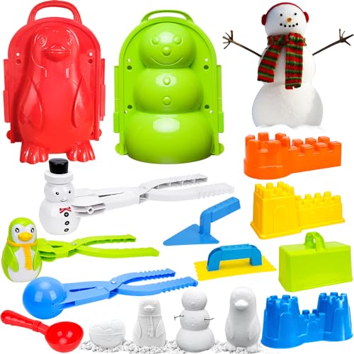 TOY Life Snowball Makers for Kids,Snow Toys for Kids Ages 3-4-8-10-12, Winter Outdoor Snow Toys with Duck Penguin Snow Molds, Kids Snow Shovel Fun Winter Outdoor Snowball Game Toys