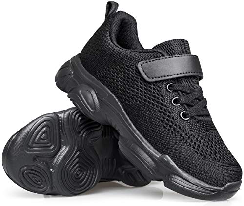 MURDESOT Kids Shoes Toddler Boys Girls Athletic Running Sports Strap Sneakers for Toddler/Little Kid/Big Kid 11 All Black