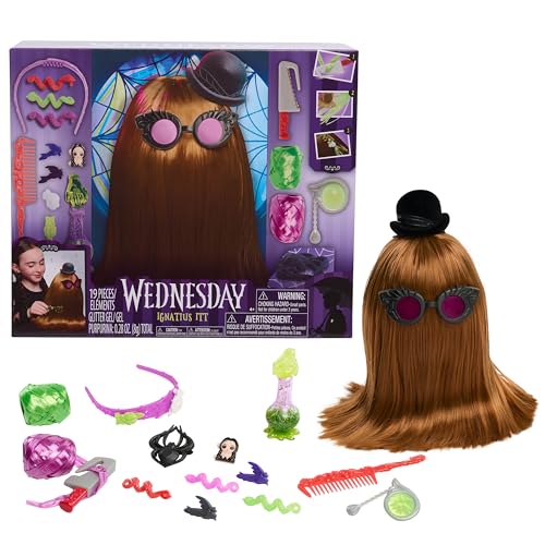 Just Play Wednesday Ignatius Itt 10-inch Styling Head, 20-Pieces, 360 Degrees of Styling Options, Pretend Play, Kids Toys for Ages 4 Up