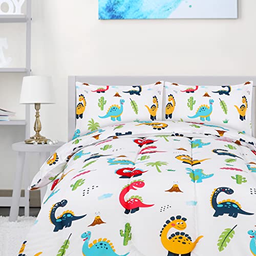 Utopia Bedding All Season Dinosaur Comforter Set with 2 Pillow Cases, 3 Piece Soft Brushed Microfiber Kids Bedding Set for Boys/Girls, Machine Washable (Twin)