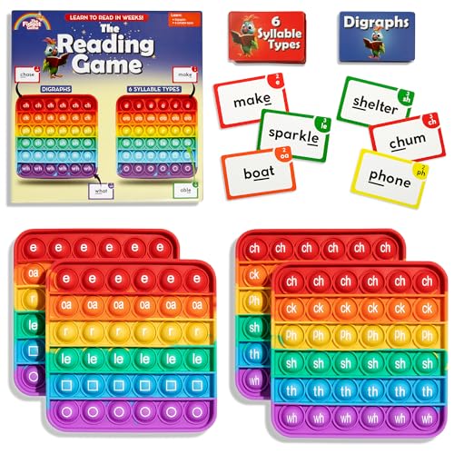 The Fidget Game Science of Reading Flash Cards & Popping Mats - Master Digraphs & Syllables - Engaging Educational Kit for Dyslexia & Young Readers, Grades 2-5