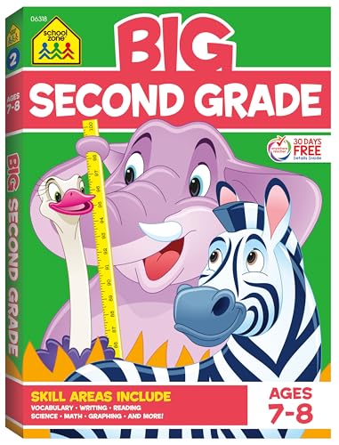 School Zone - Big Second Grade Workbook - 320 Pages, Ages 7 to 8, 2nd Grade, Word Problems, Reading Comprehension, Phonics, Math, Science, and More (School Zone Big Workbook Series)