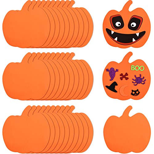 Outus 30 Pieces Foam Halloween Pumpkins Foam Pumpkin Shapes Halloween Craft Kit for Kids Halloween Craft Party Decorations