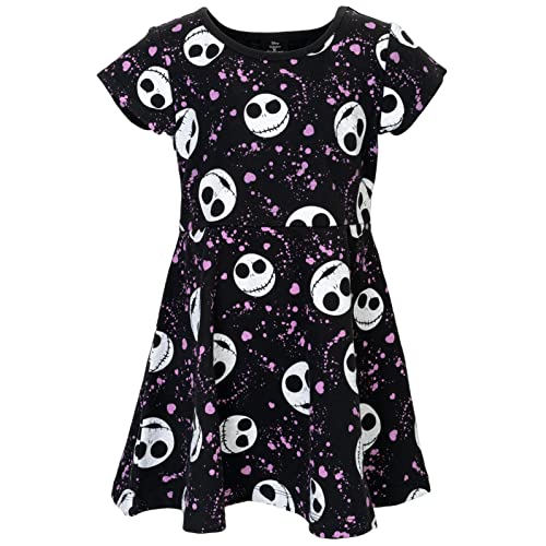 Disney Nightmare Before Christmas Jack Skellington Little Girls French Terry Skater Dress Black 6-7