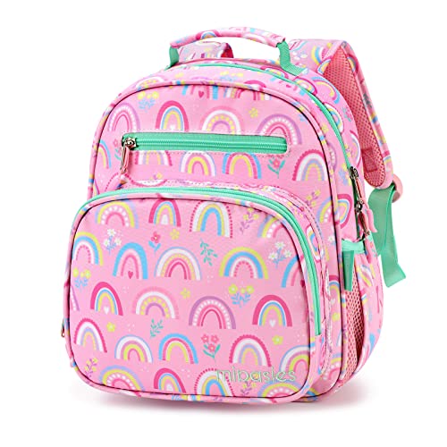 mibasies Toddler Backpack for Girls and Boys 2-4, Preschool Kindergarten Backpack, Cute Kids Backpacks for Girls（Rainbow）