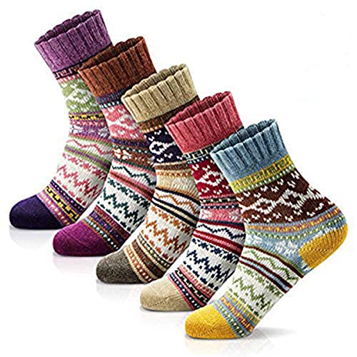 MORECOO Womens Socks Winter - Christmas Gifts for Women - Thick Wool Soft Warm Fuzzy Cozy Crew Socks for Women