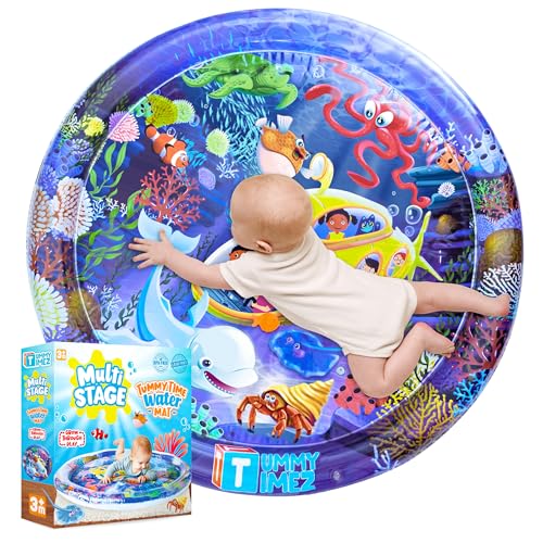 TT TUMMYTIMEZ Premium Tummy Time Water Mat, Extra Large Multi-Stage Activity Center Promoting Baby Motor & Sensory Development, Inflatable Playmat Visual Stimulation Gift Infants Toddlers Boys Girls