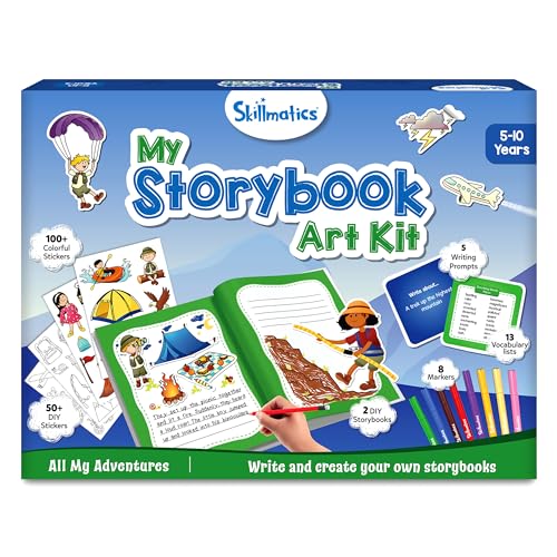 Skillmatics Storybook Art Kit - All My Adventures Art Kit for Kids, Write & Create Storybooks, Creative Activity for Boys & Girls, DIY Kit, 150+ Stickers, Christmas Gifts for Ages 5, 6, 7, 8, 9, 10