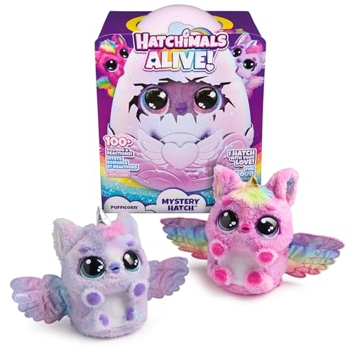 Hatchimals Alive, Mystery Hatch Pufficorn, Surprise Interactive Toy & Egg with Mist, Lights & Sounds (Styles May Vary), Kids Toys for Girls & Boys