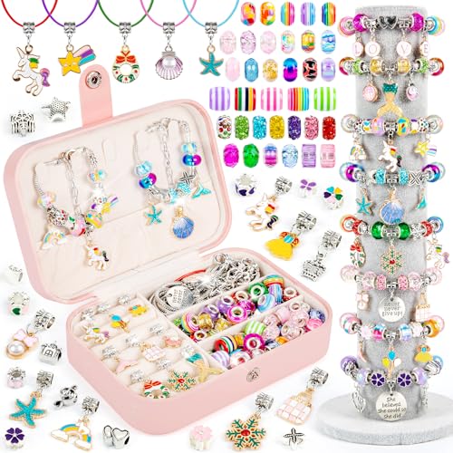 Sofier Charm Bracelet Making Kit for Girls Jewelry Box Jewelry Making Kit Gifts for Girls 4-12 DIY Craft Toys Birthday Christmas