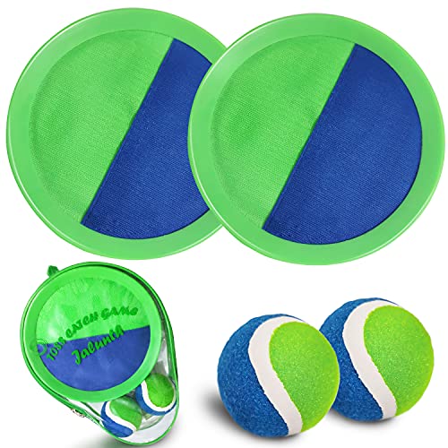 Jalunth Ball Catch Set Games Toss Paddle - Beach Toys Back Yard Lawn Outdoor Pool Backyard Camping Throw Age 3 4 5 6 7 8 9 10 11 12 Years Old Boys Girls Kids Adults Family Outside Easter Gifts Green