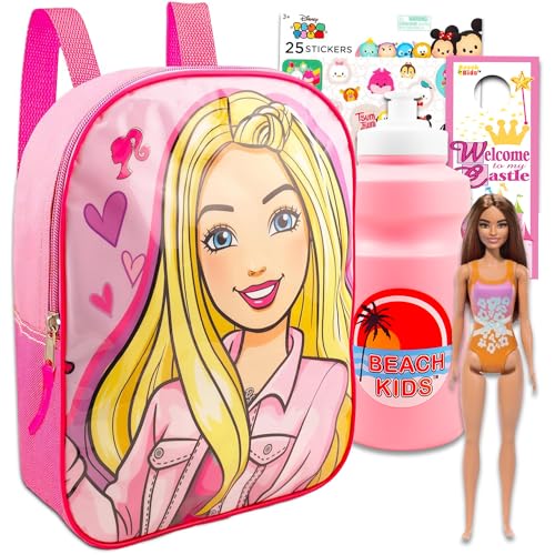 Barbie Mini Backpack for Girls - Bundle with 11' Barbie Backpack Plus Barbie Doll, Stickers, Water Bottle, and More | Barbie Travel Bag Activity Set