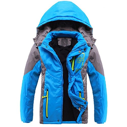 Vinmin Valentina Winter Latest Boys Thicken Fleece Hooded Jacket Warm Quilted Coat Outdoor Blue 8 Height 48 inch 51 inch