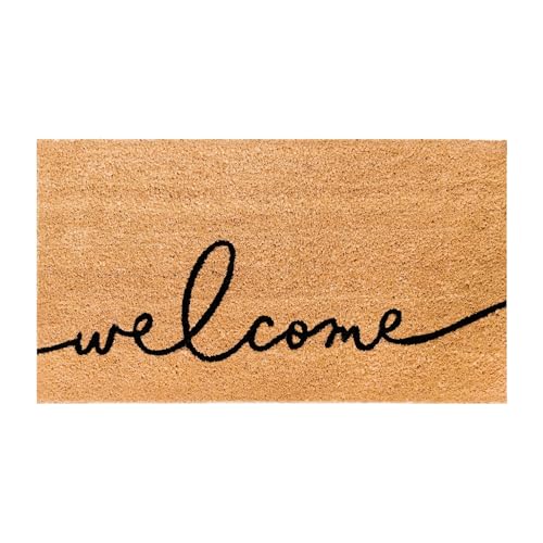 THEODORE MAGNUS Door Mat – Coir Doormat for Outdoor Entrance, Durable Welcome Mat with Non-Slip Backing, Perfect for Front Door and Entryway - Warm Greeting