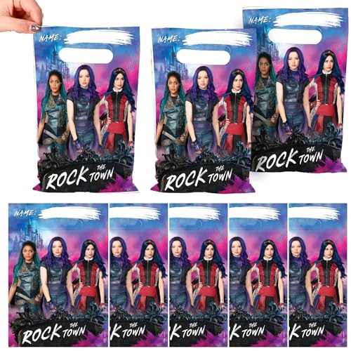 Descendants Fun & Adorable Disney 3 Multicolor Folded Loot Bag - 9' x 6.5' (Pack of 8) - Great Party Bags For Kids Themed Parties & Events