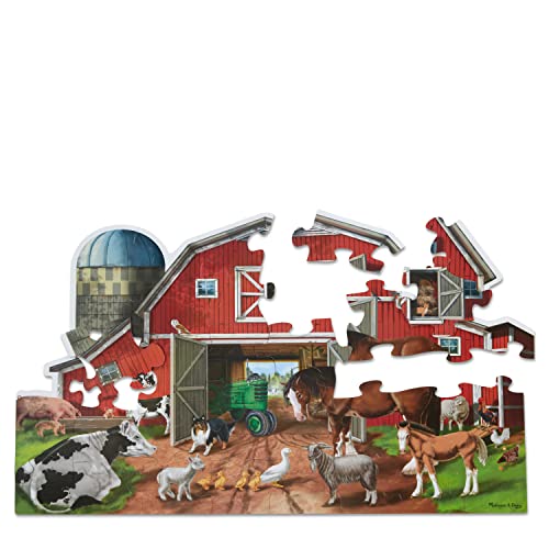 Melissa & Doug Busy Barn Shaped Jumbo Jigsaw Floor Puzzle (32 pcs, 2 x 3 feet) - FSC Certified