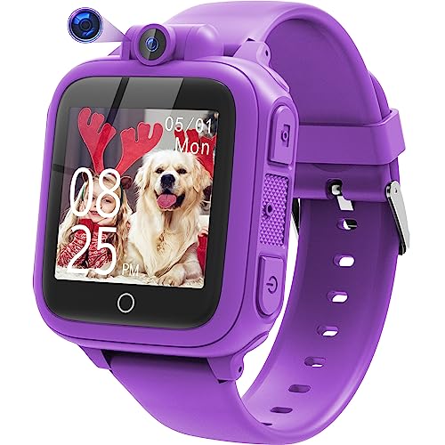 Smart Watch for Kids Girls Toys Age 4-8 Camera Video Music 14 Games Alarm Calculator Birthday Gifts Educational Learning Toy Fun Toys for 8 9 10 Year Old Girl(Purple)