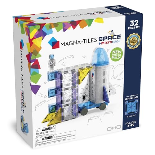 MAGNA-TILES Space 32-Piece Magnetic Construction Set, The Original Magnetic Building Brand