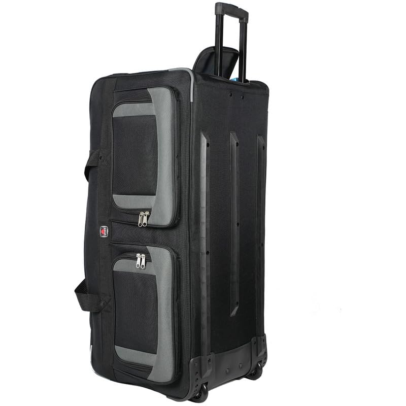 36' Rolling Duffle Bag with Wheels and Handle - Multiple Compartments/Compression Straps With Buckles