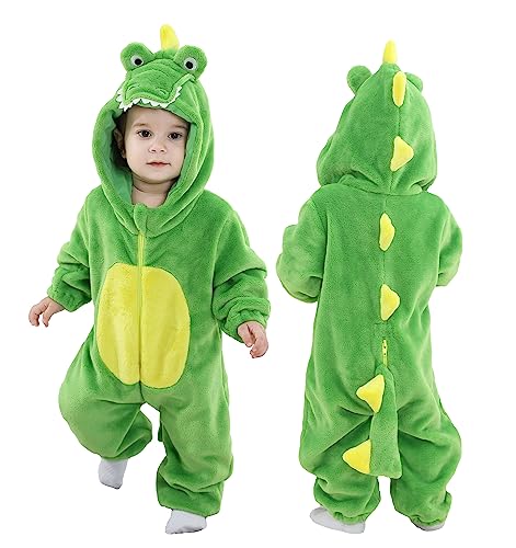 TONWHAR Kids' And Toddlers' Infant Tiger Dinosaur Animal Fancy Dress Costume Outfit Hooded Romper Jumpsuit (2-3T/Height:36'-39', Crocodile)