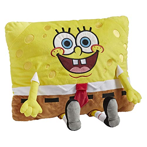 Pillow Pets Nickelodeon Spongebob Squarepants 16” Stuffed Animal Toy, Yellow, Brown, White, Red, Black, Grey