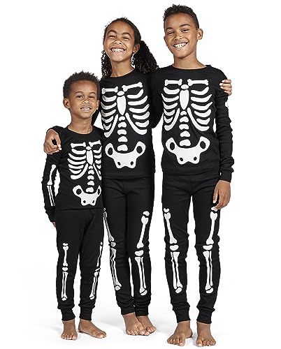 The Children's Place Baby Kids 2 Piece Family Matching, Holiday Pajama Sets, Cotton, Skeleton, 8