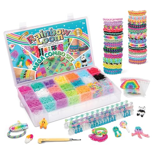 Rainbow Loom® MEGA Combo Set, Features 7000+ Colorful Rubber Bands, 2 Step-by-Step Bracelet Instructions, Organizer Case, Great Gift for Kids 7+ to Promote Fine Motor Skills (Packaging May Vary)