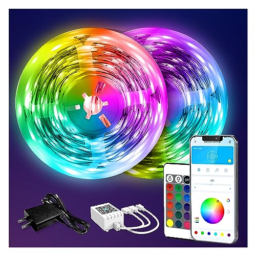 DAYBETTER LED Strip Lights 130ft (2 Rolls of 65.6ft), Color Changing Lights Strip for Bedroom, Desk, Indoor, Room Bedroom, Girl Boy Brithday Gifts RGB Decor with Remote and 24V Power Supply