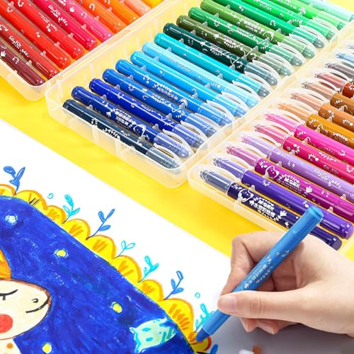 M&G Washable Tempera Paint Sticks, 48 colors Solid Tempera Paint Set with 1 paint brush for Kids, Super Quick Drying, Works Great on Paper Wood Glass Ceramic Canvas