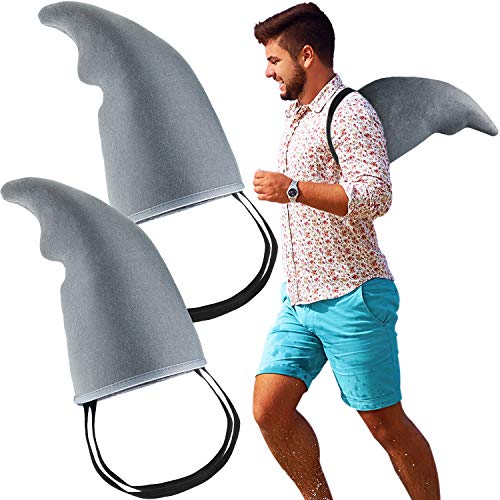 Gejoy 2 Pcs Shark Fin Costume Shark Accessory Easy to Wear Sharks Play Costume Props for Adults Cosplay Halloween(Gray)